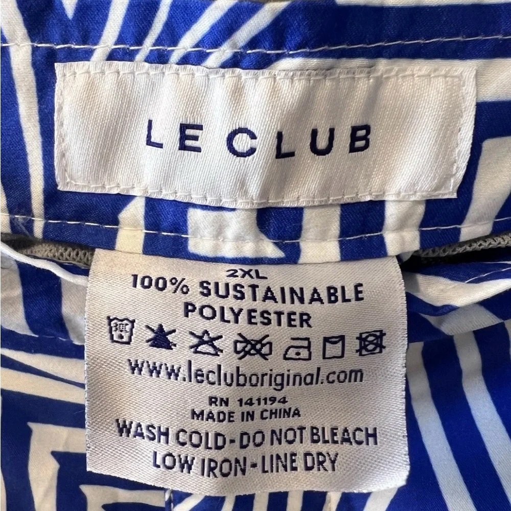 Le Club Blue and White Geometric Swim Shorts Trunks 2XL NWT